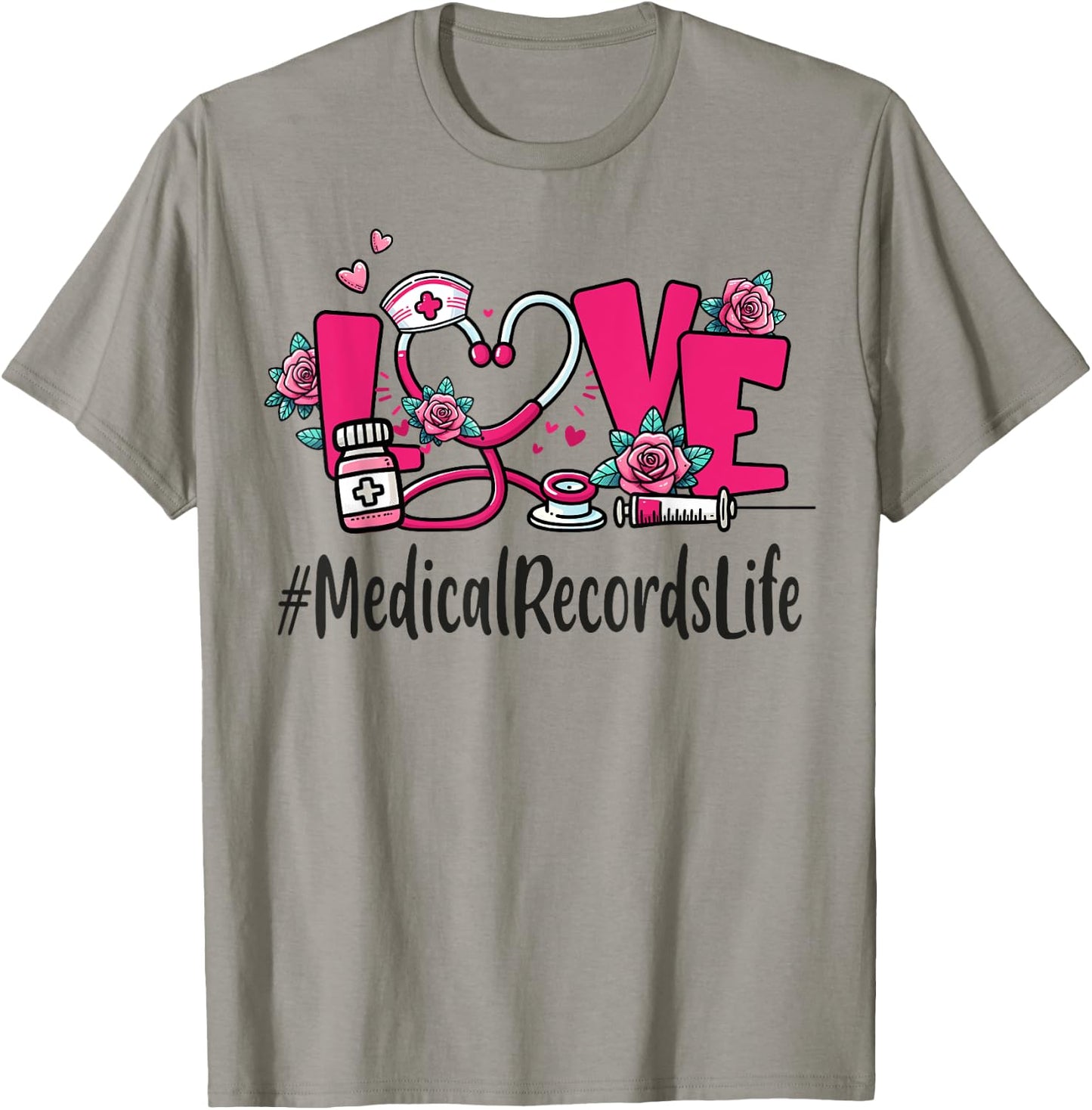 Medical Records Love Valentines Day Women Heart Appreciation T-Shirt - T-Shirt | Sand