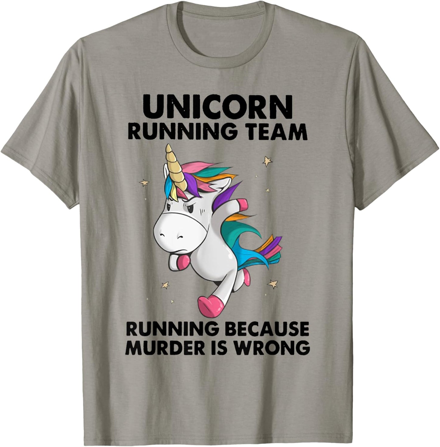 Unicorn Running Team Running Because Murder Is Wrong T-Shirt - T-Shirt | Sand
