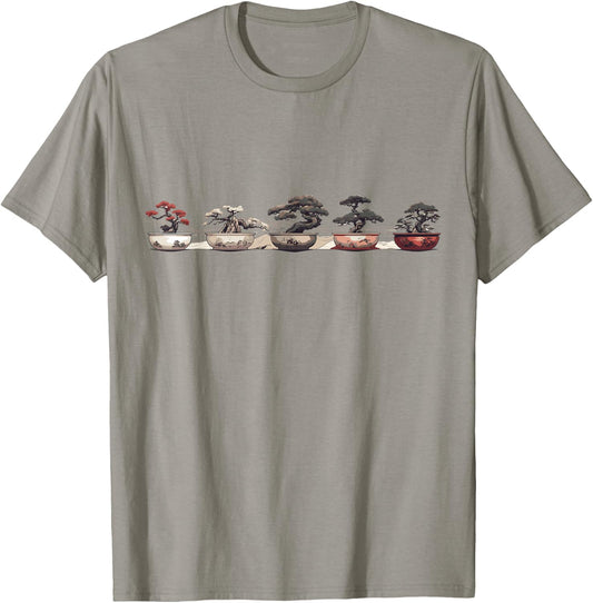 Bonsai Plants Bonsai Tree Accessories Shirts Bonsai Tree - Women's Casual Modern Nature Cartoon Bonsai Theme - White, Small T-Shirt - T-Shirt | Sand