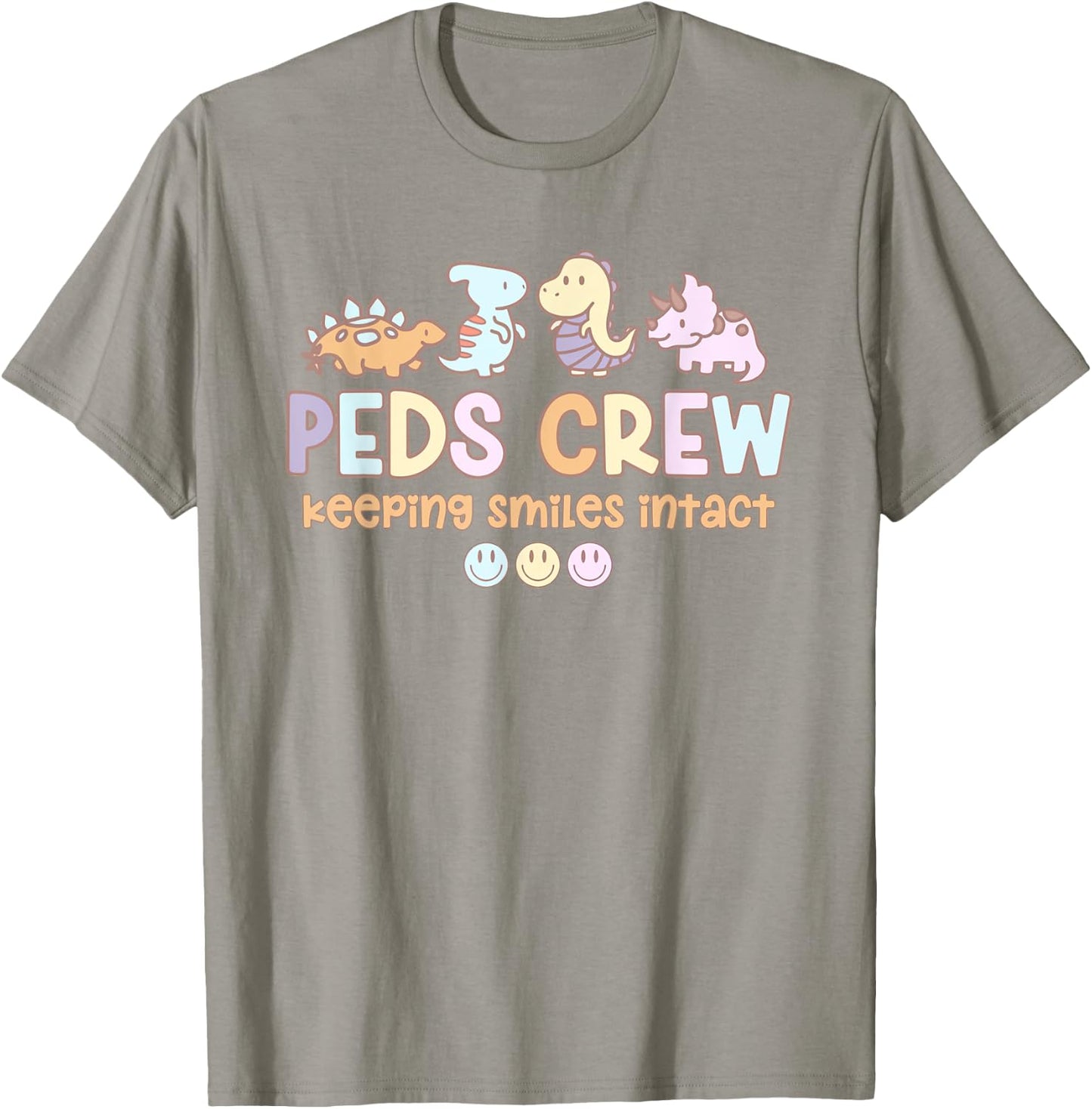 Groovy Peds Team Crew Keeping Smiles Intact Pediatric Nurse T-Shirt - T-Shirt | Sand