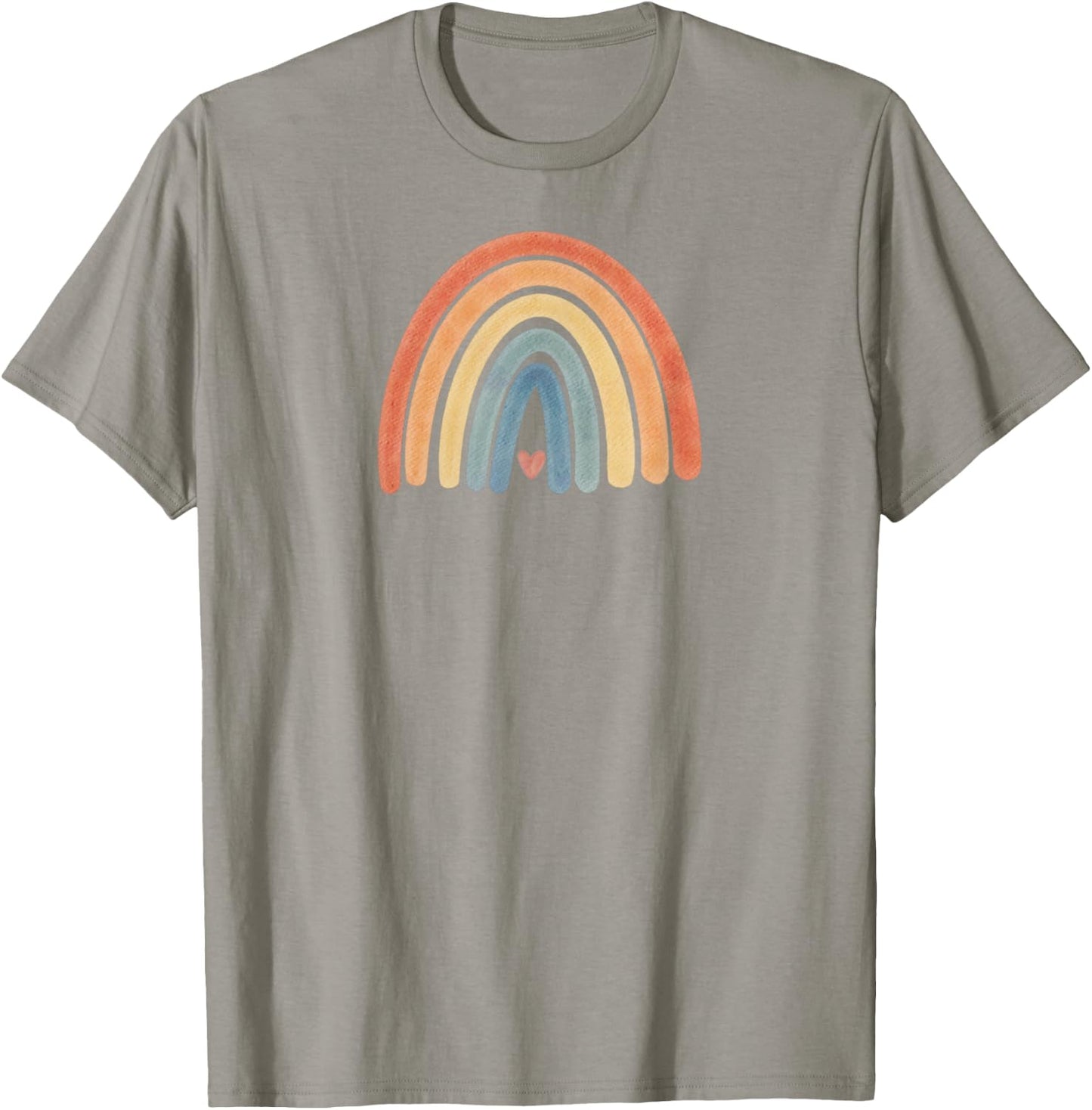Boho Rainbow Heart Minimal Vintage Retro Stripes - Neutral T-Shirt - T-Shirt | Sand
