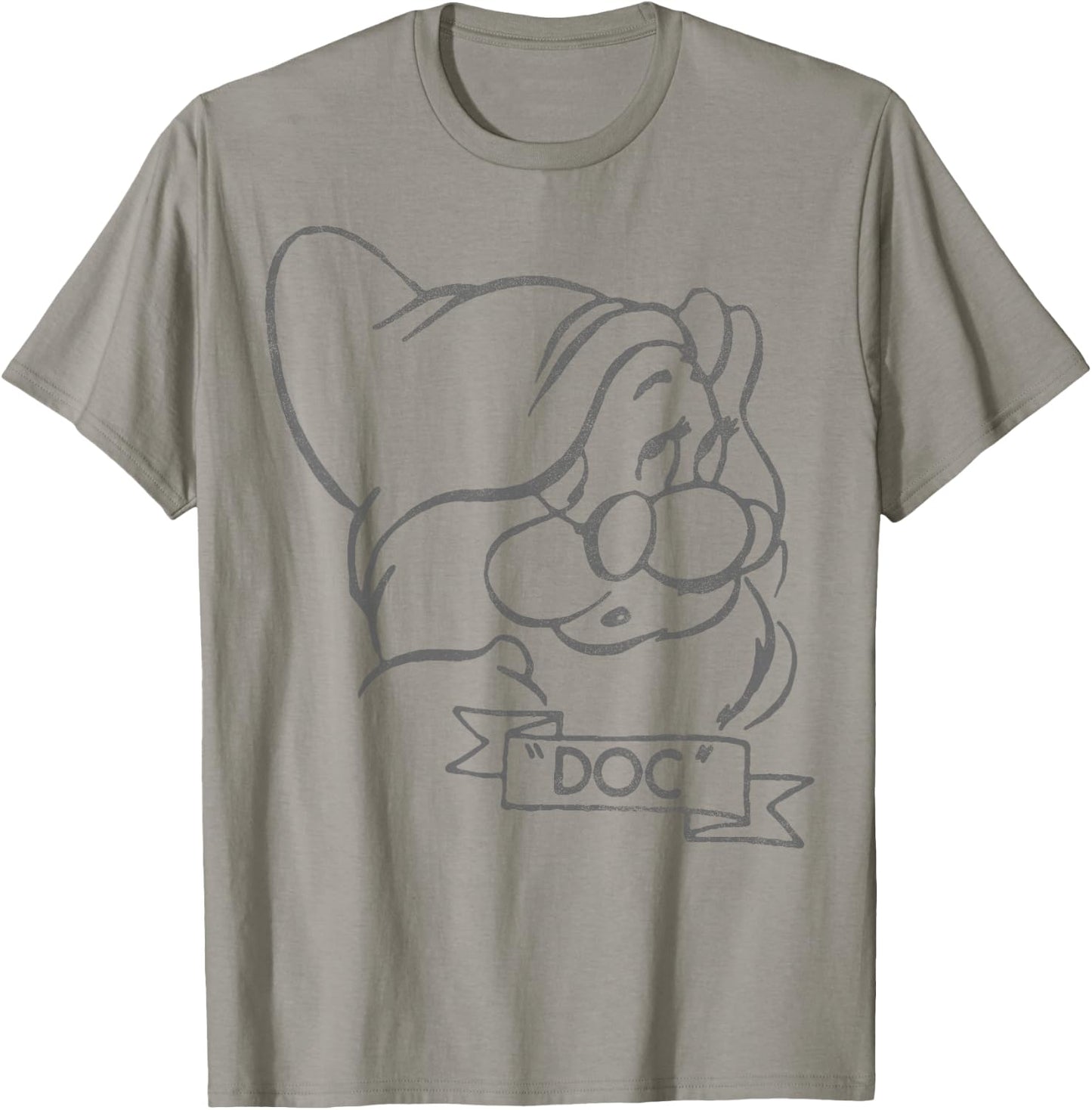 Disney Snow White Doc Line Art Big Face T-Shirt - T-Shirt | Sand
