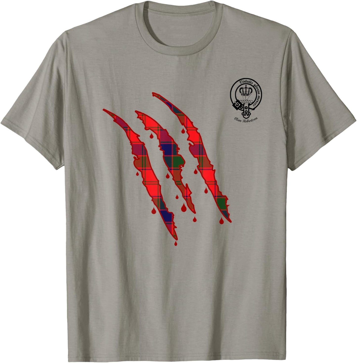 Clan Robertson Claw Marks Surname Tartan Crest T-Shirt - T-Shirt | Sand