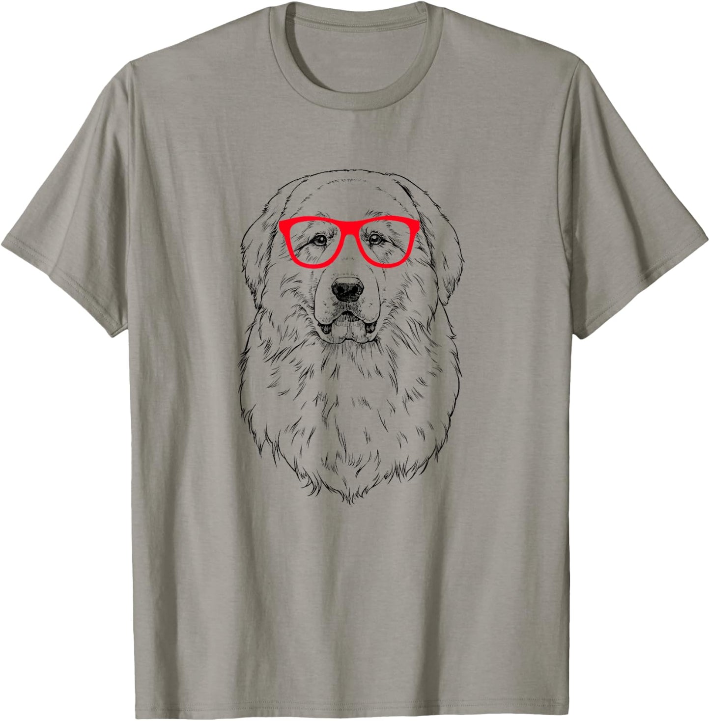 Great Pyrenees in Red Glasses Nerd PYR Dog Men Women Girls Kids T-Shirt - T-Shirt | Sand
