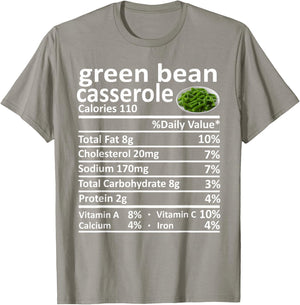 Green Bean Casserole Nutrition Food Facts Funny Thanksgiving T-Shirt - T-Shirt | Sand
