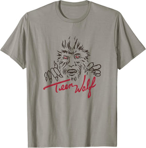 Teen Wolf Retro Vintage Eighties Werewolf Line Art Logo T-Shirt - T-Shirt | Sand