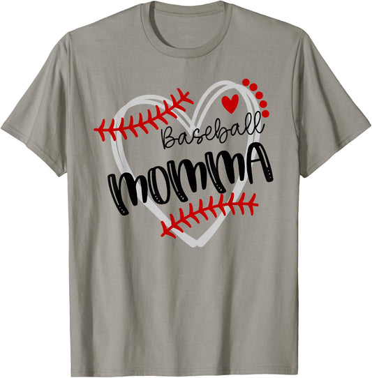 Personalized Baseball Heart Cute Momma Women Baseball T-Shirt - T-Shirt | Sand
