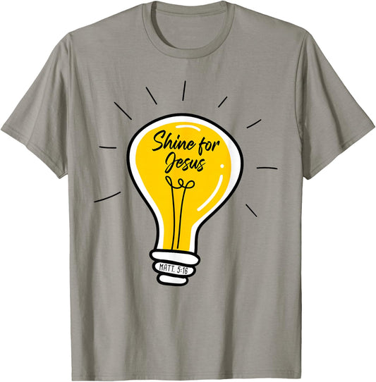 Shine for JESUS – Matthew 5:16 Sunday School Christian Quote T-Shirt - T-Shirt | Sand