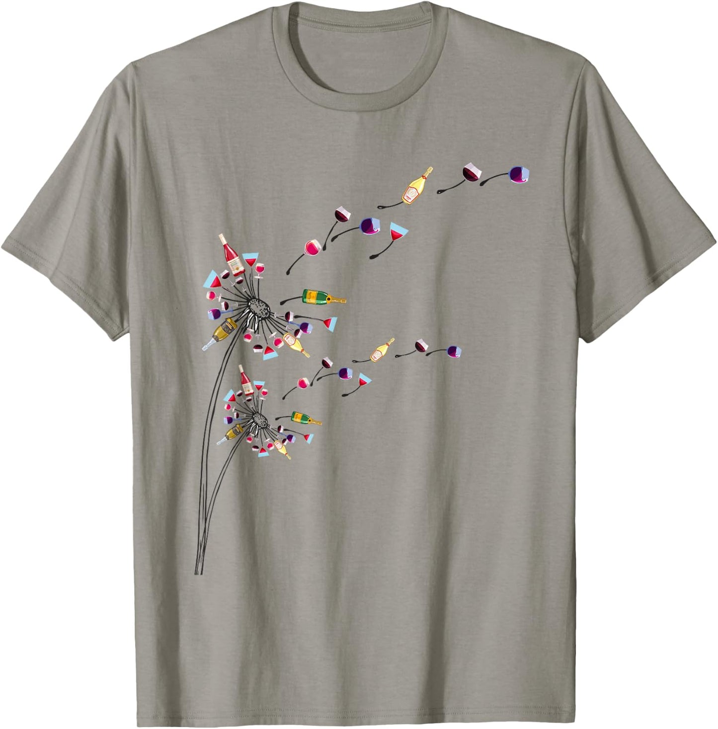 Wine Dandelion Drinking Wine Rosee Wine Lovers Rosee Wine T-Shirt - T-Shirt | Sand