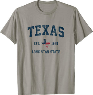Texas Vintage American Flag USA Sports Design Women Kids Men T-Shirt - T-Shirt | Sand
