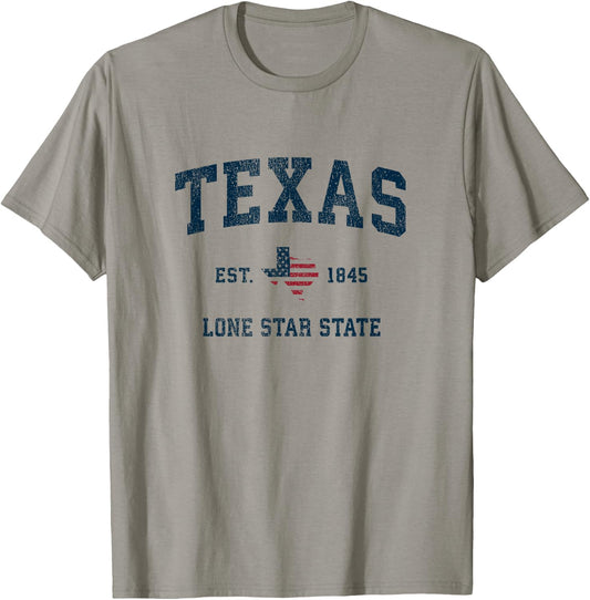 Texas Vintage American Flag USA Sports Design Women Kids Men T-Shirt - T-Shirt | Sand