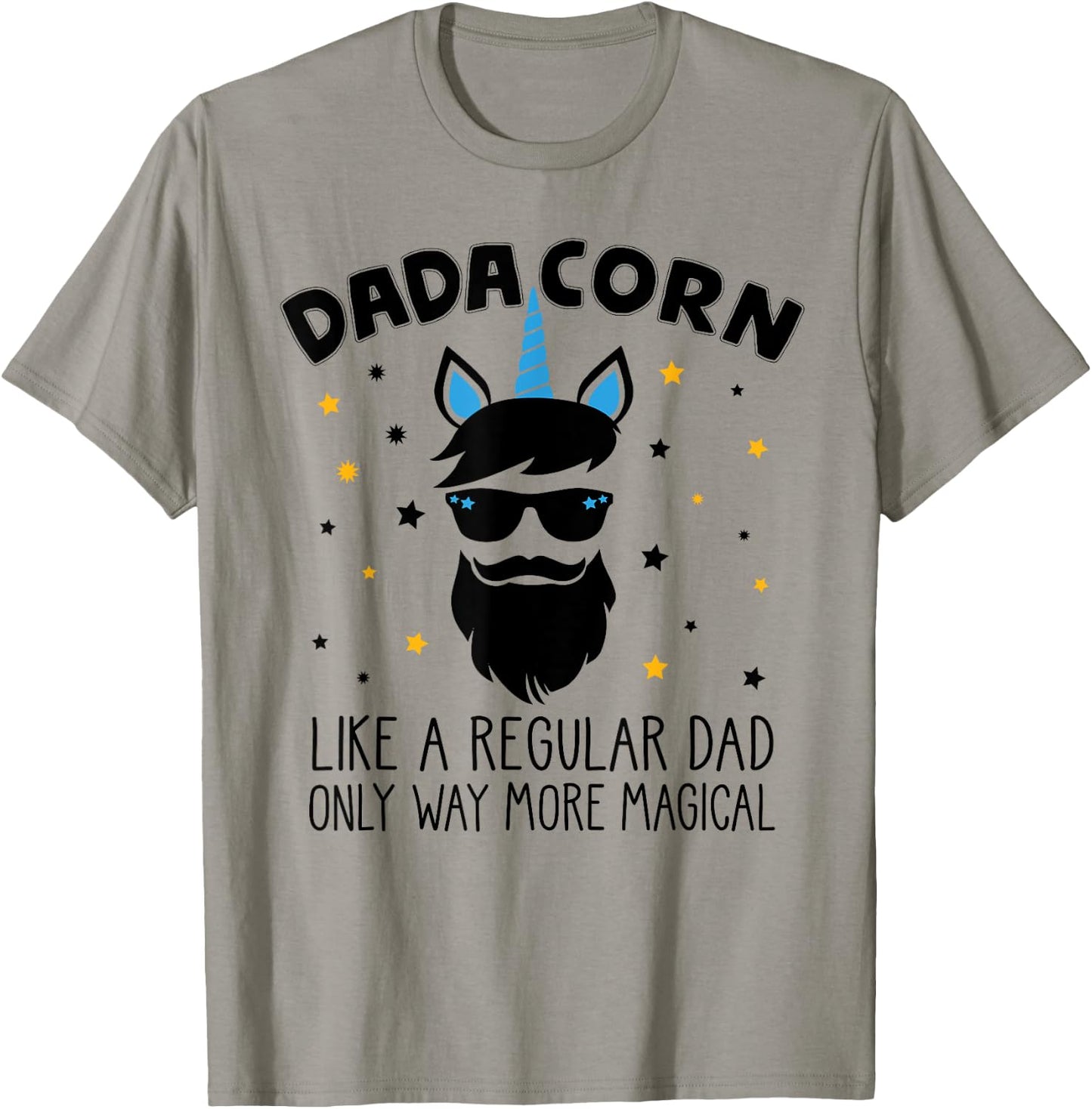 Dadacorn Gift Father's Day Daddy Beard Graphic Dad Unicorn T-Shirt - T-Shirt | Sand
