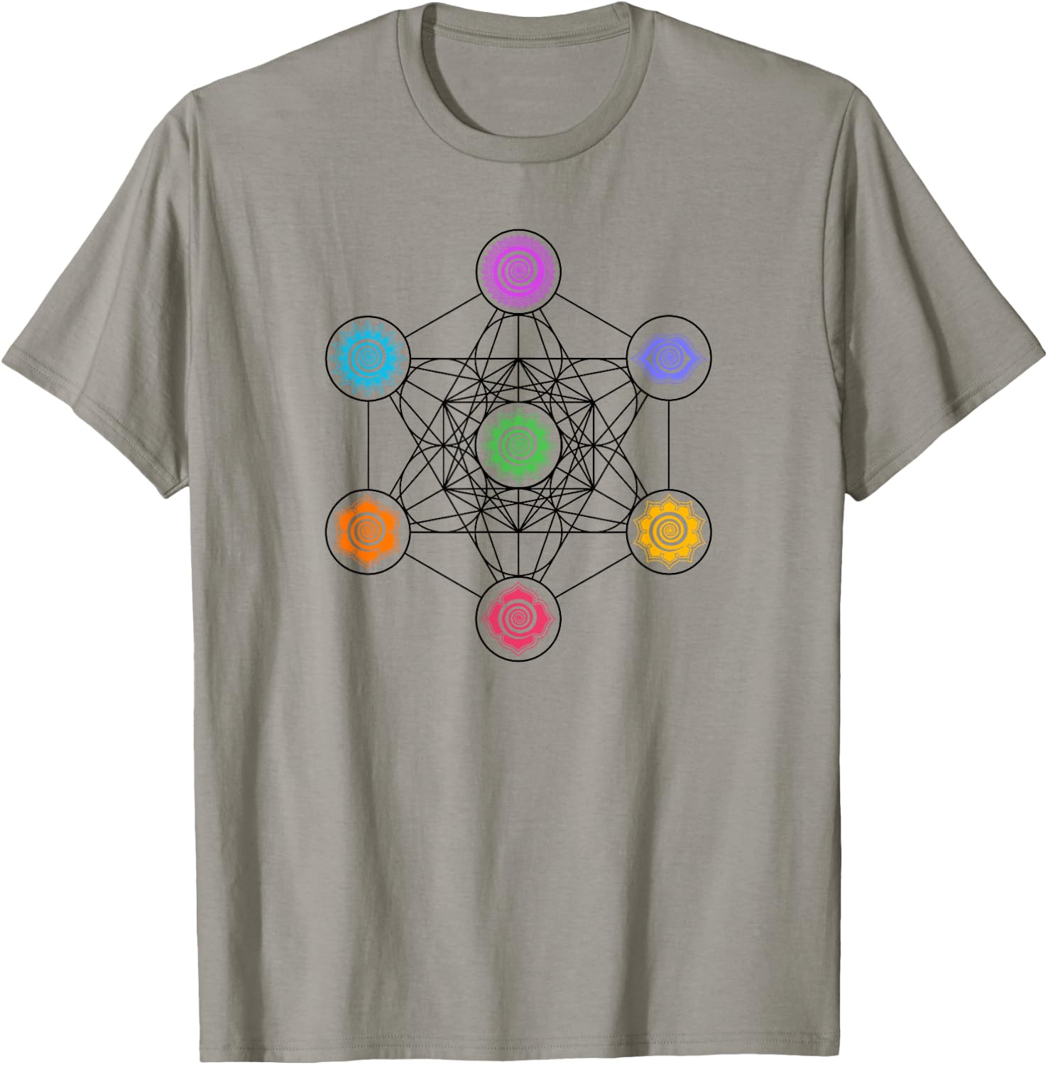 Metatronscube, sacred geometry, chakra, yoga, symbol, 4D T-Shirt - T-Shirt | Sand