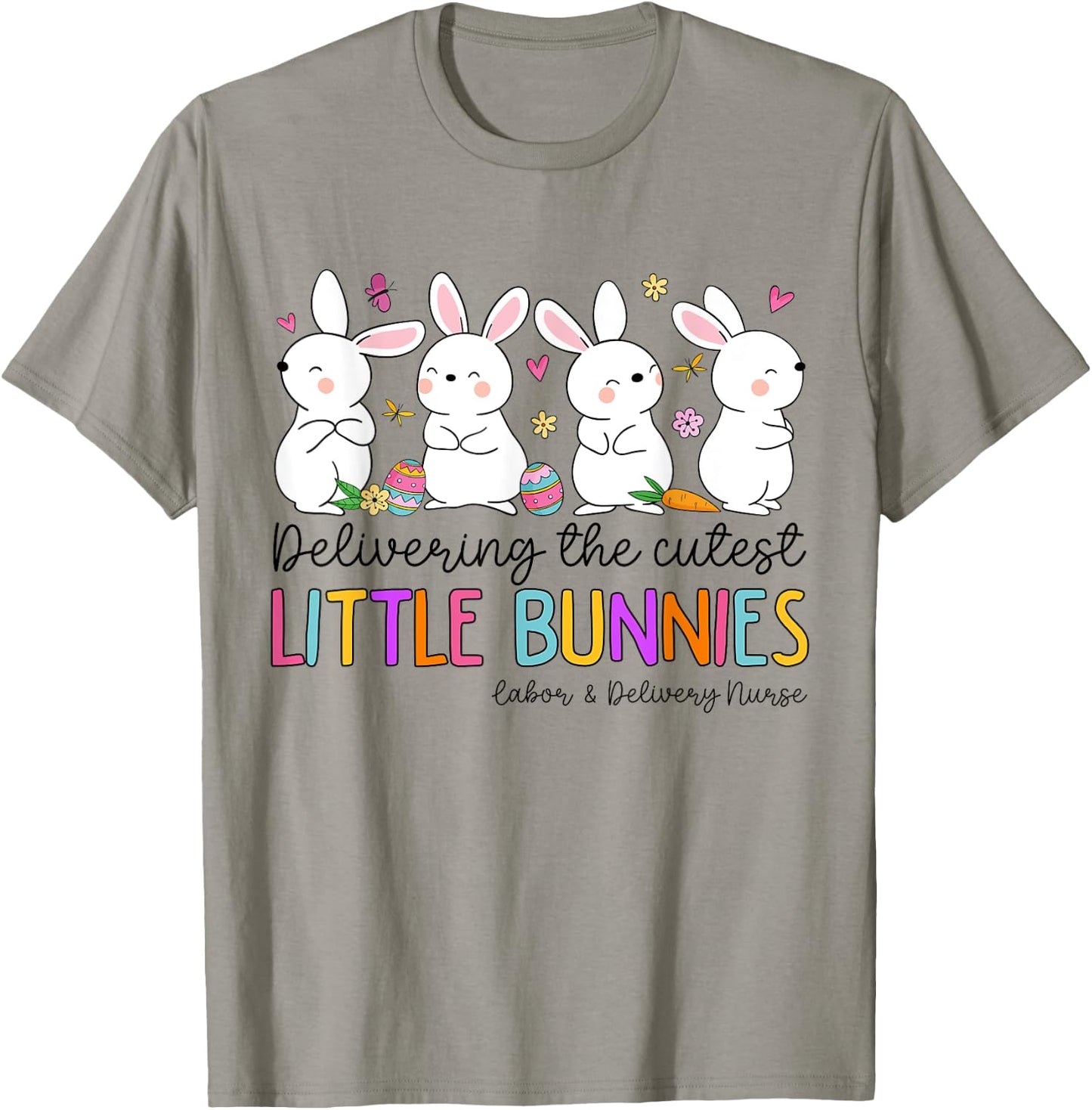 Mother Baby Nurse Snuggle Bunny Delivery Easter L&D Nurse T-Shirt - T-Shirt | Sand