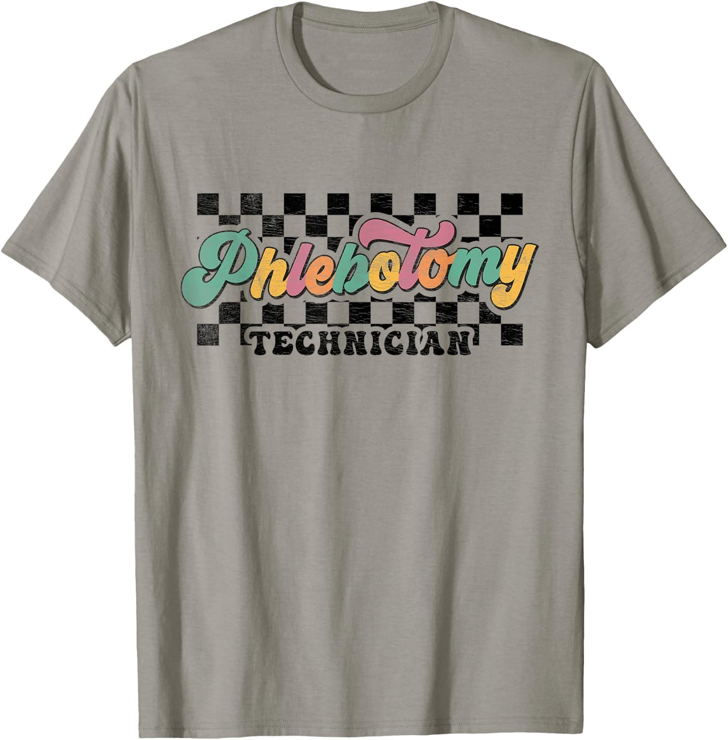 Retro Checkered Phlebotomy Technician Phlebotomist Squad T-Shirt - T-Shirt | Sand