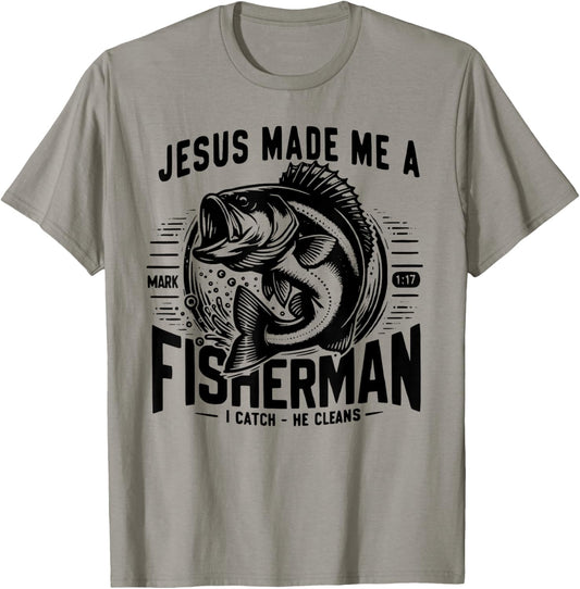 Jesus Made Me A Fishermen T-Shirt - T-Shirt | Sand