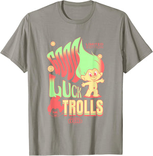 Good Luck Trolls Limited Edition 60's Retro Vibe Chest Logo T-Shirt - T-Shirt | Sand