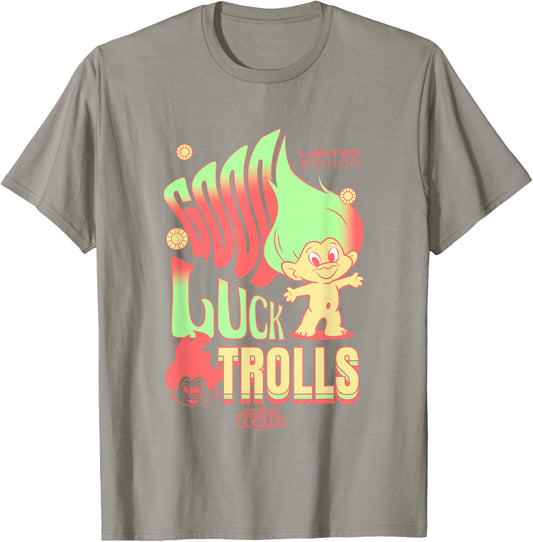 Good Luck Trolls Limited Edition 60's Retro Vibe Chest Logo T-Shirt - T-Shirt | Sand