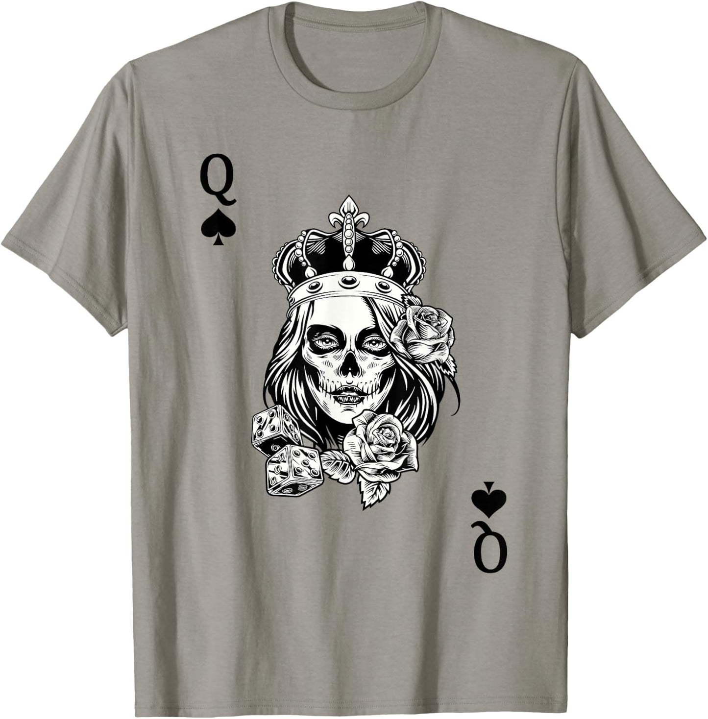 Couple Matching King And Queen of Spades 1/2 Skull Goth Punk T-Shirt - T-Shirt | Sand