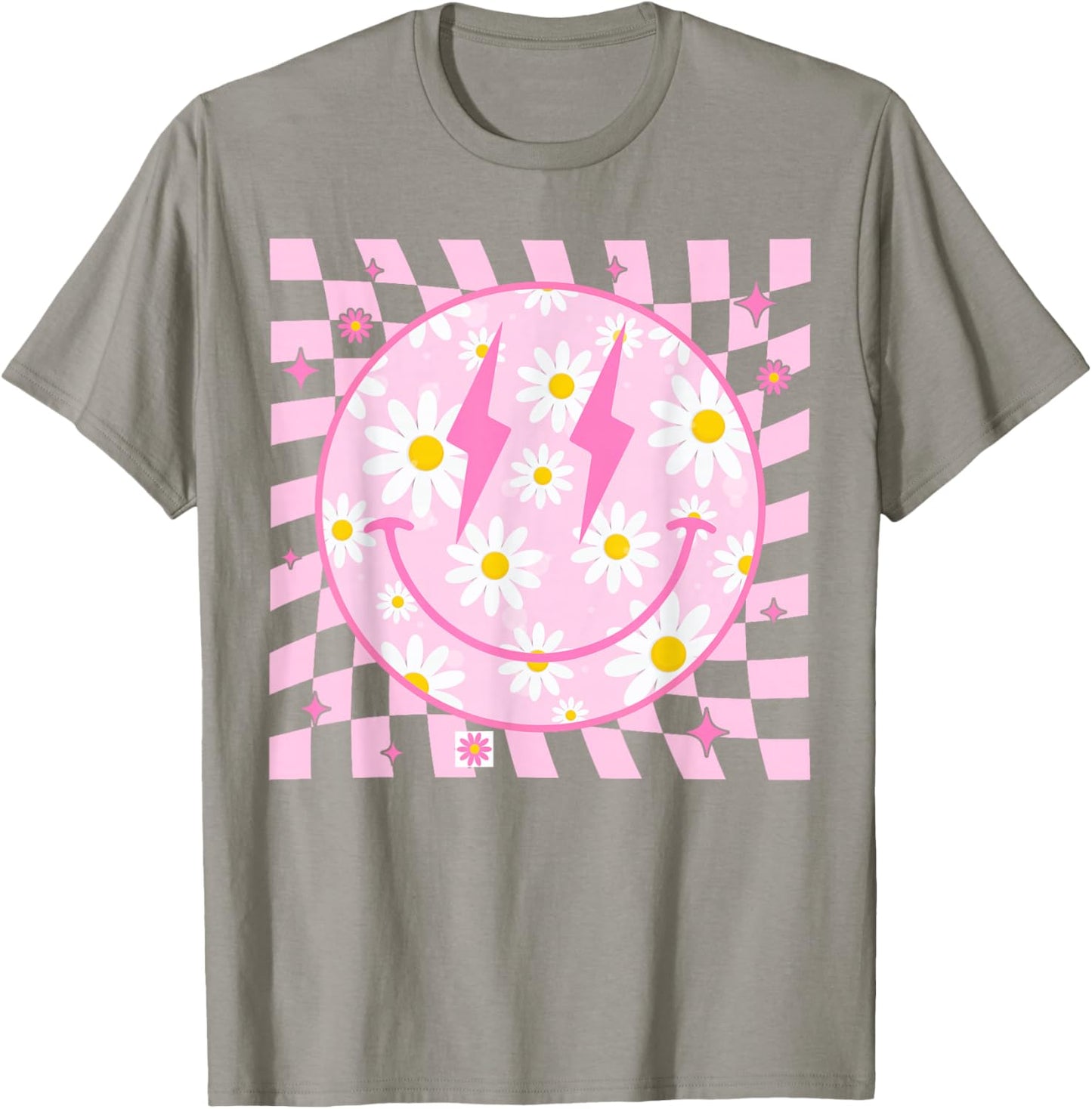 Happy Face Daisy Flower Shirt Preppy Aesthetic Smile Face T-Shirt - T-Shirt | Sand