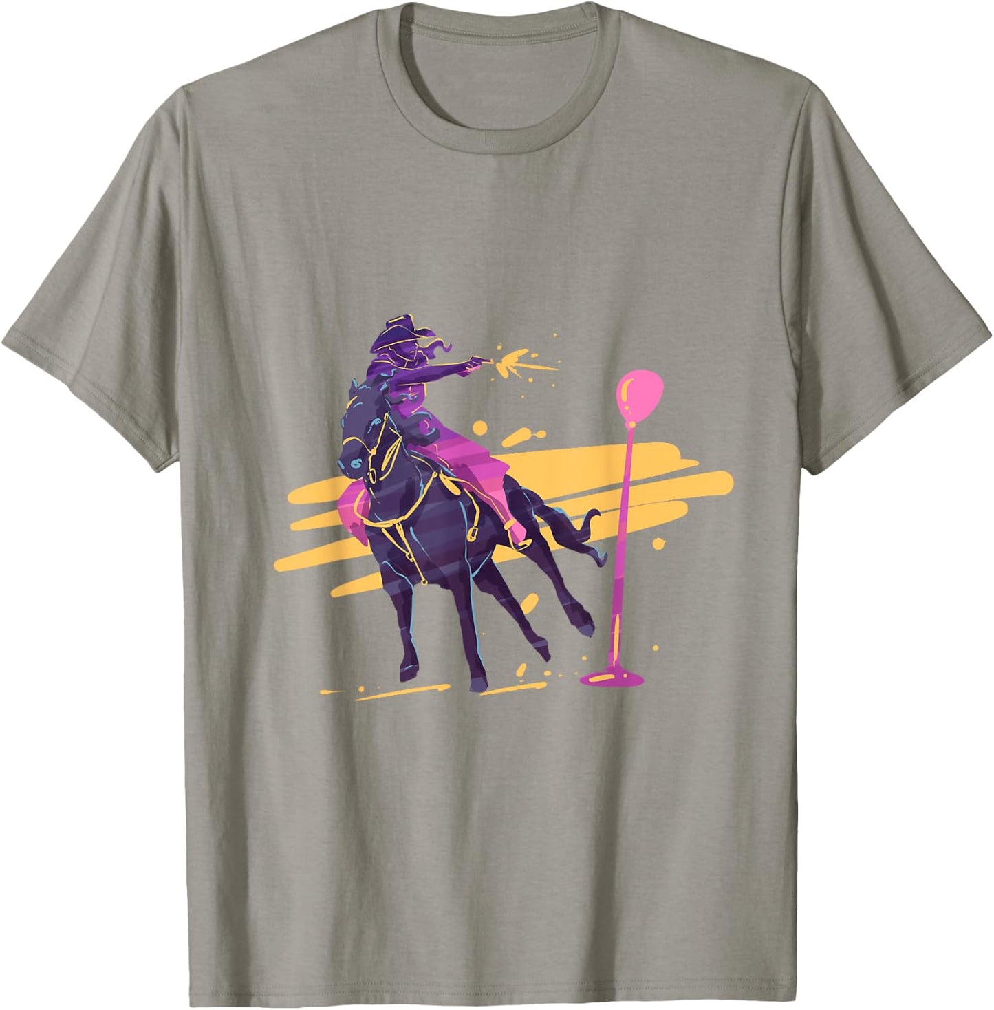 Cowgirl horseback mounted shooting T-Shirt - T-Shirt | Sand
