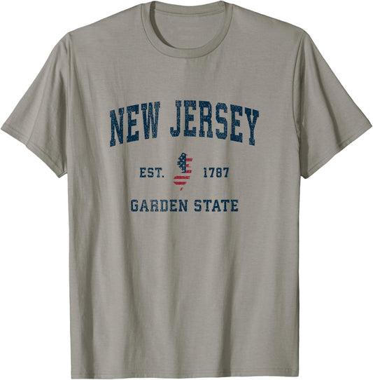 New Jersey Vintage American Flag USA Sports Design T-Shirt - T-Shirt | Sand
