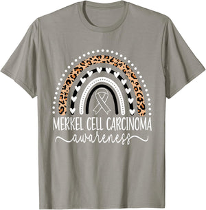Merkel Cell Carcinoma Awareness Wear Orange Leopard Rainbow T-Shirt - T-Shirt | Sand