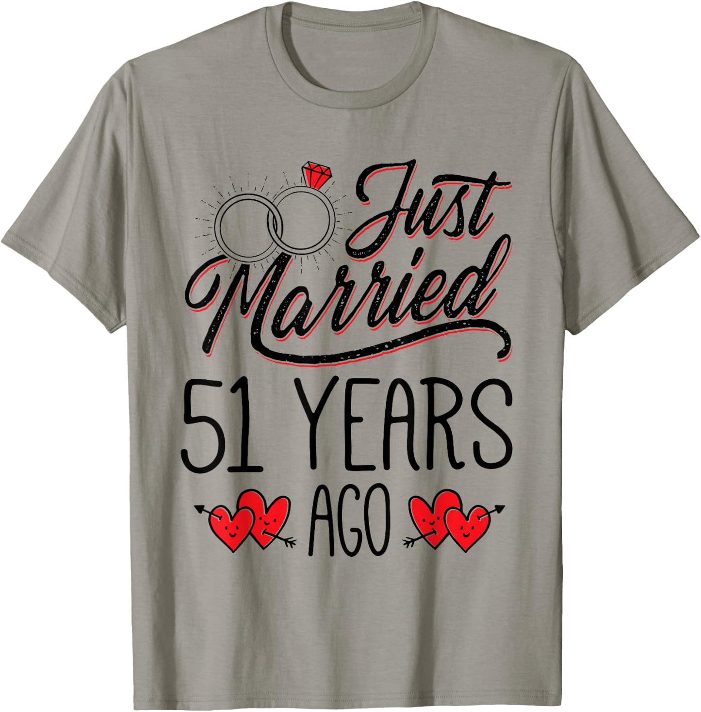 Just Married 51 Years Ago Funny Couple 51st Anniversary T-Shirt - T-Shirt | Sand