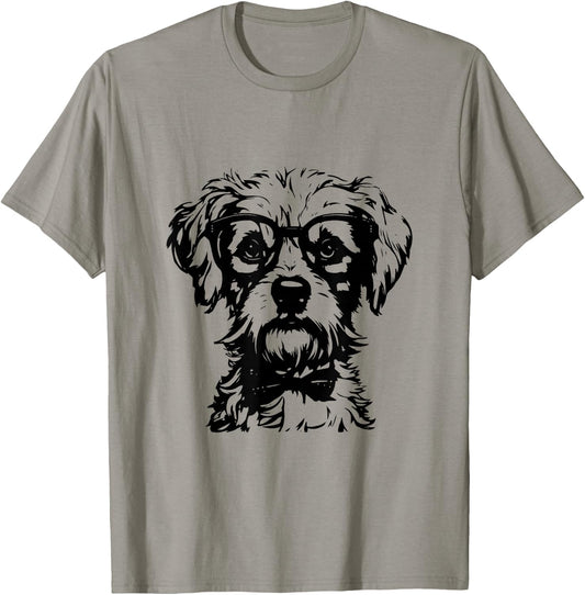 Funny Goldendoodle Havanese Dog With Glasses Graphic T-Shirt - T-Shirt | Sand