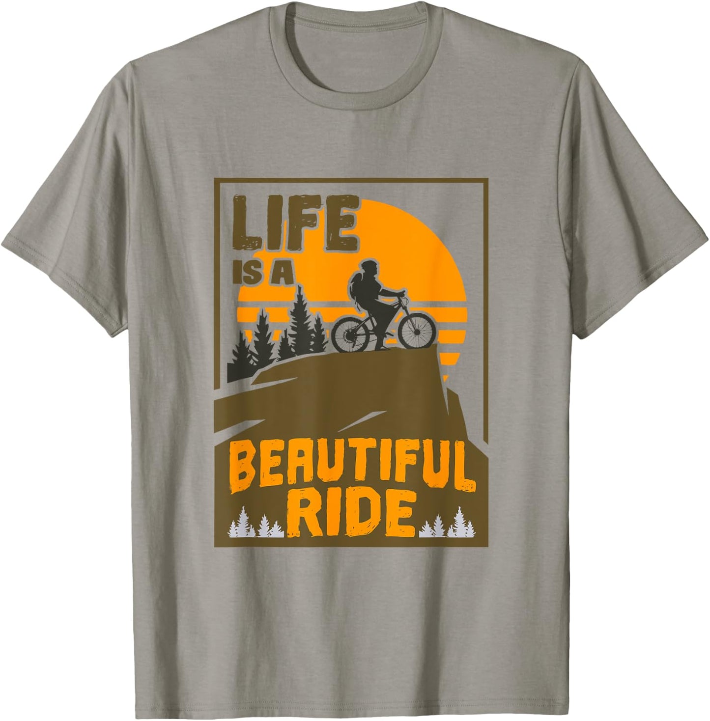Life Is a Beautiful Ride Men Women Biking Lovers Cyclists T-Shirt - T-Shirt | Sand