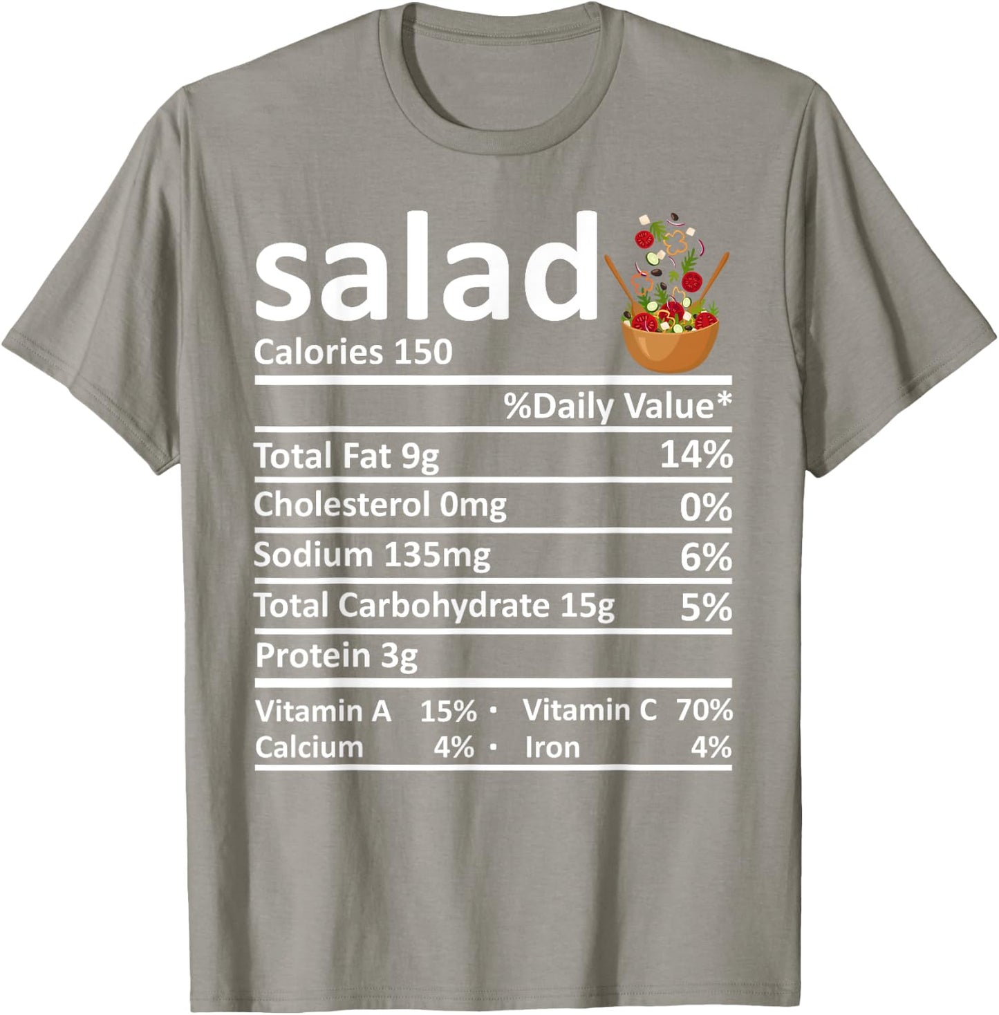 Salad Nutrition Food Facts Thanksgiving Costume Christmas T-Shirt - T-Shirt | Sand