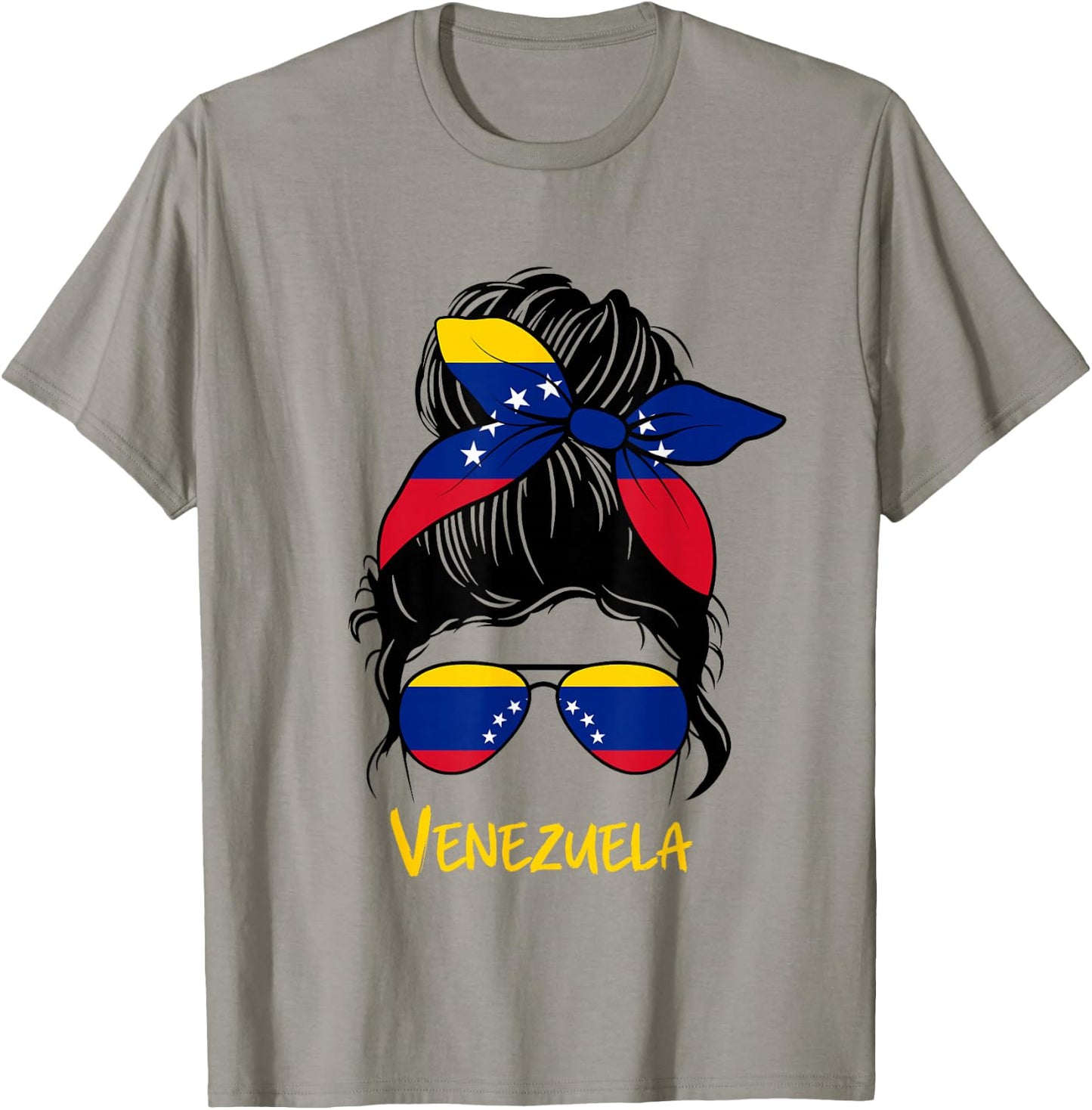 Venezuelan Girl Bandana Glasses Flag Colors Latina Pride T-Shirt - T-Shirt | Sand