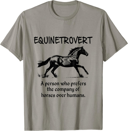 Equinetrovert Funny Horse For Horse Lover T-Shirt - T-Shirt | Sand