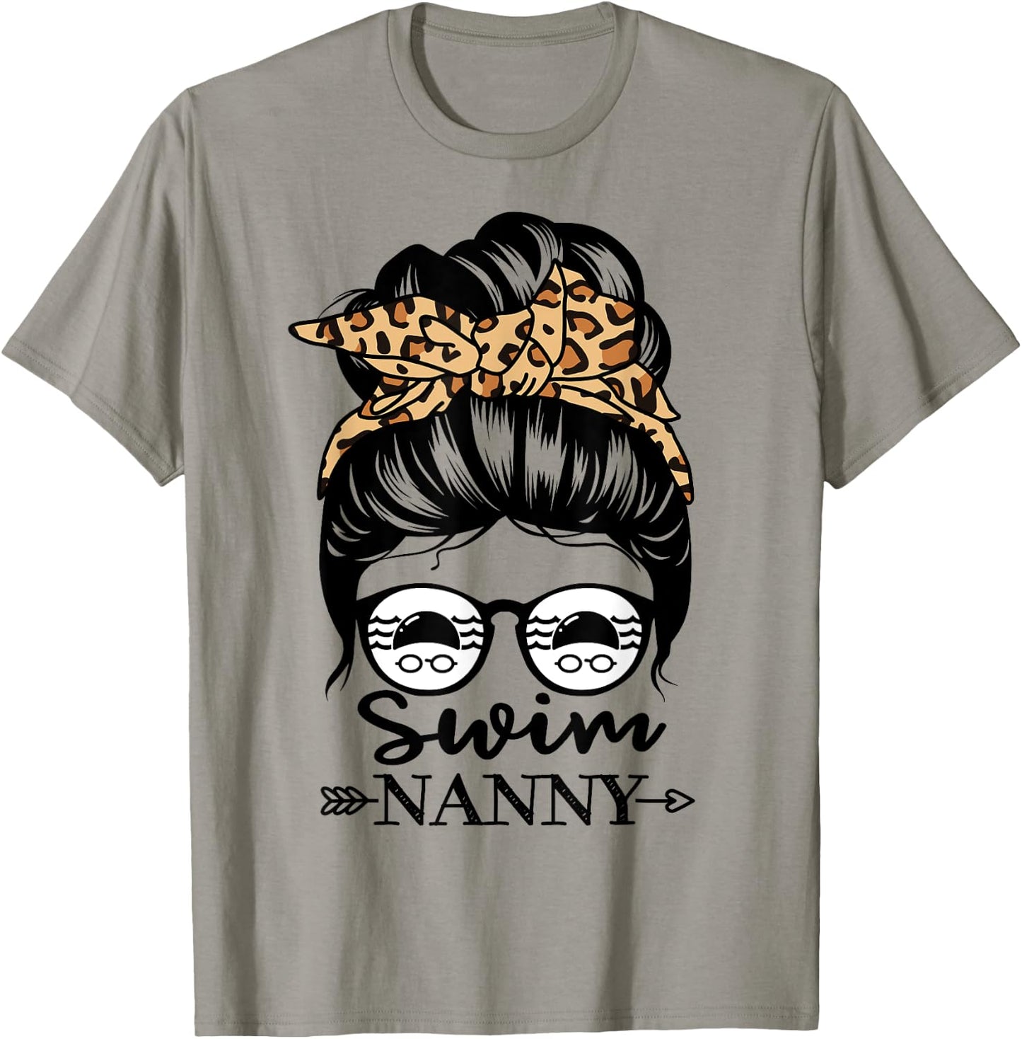 Swim Nanny Messy Bun Hair Funny Swimmer T-Shirt - T-Shirt | Sand