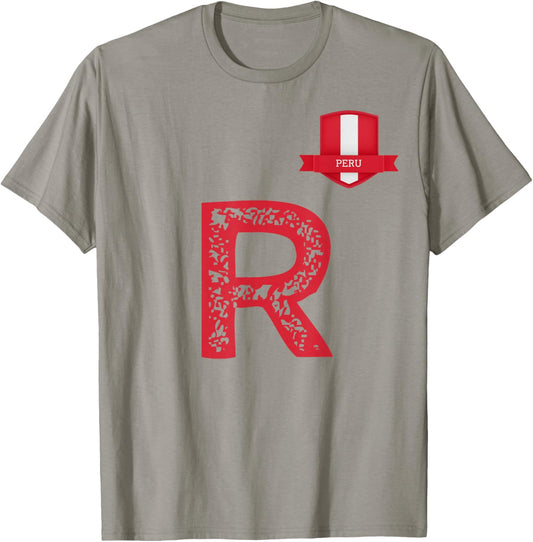 Peru Human Flag Letter R Peru T-Shirt - T-Shirt | Sand