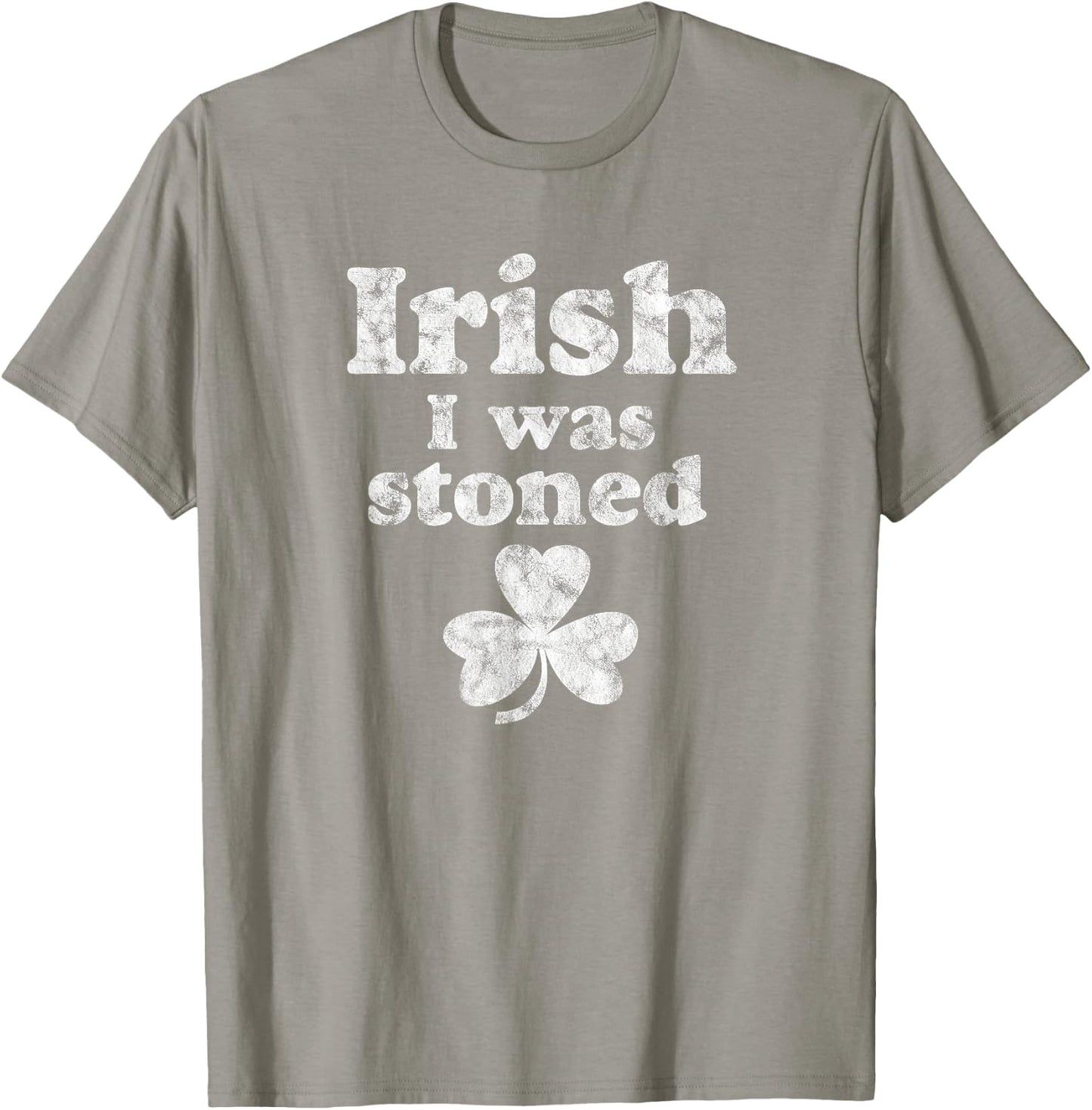 Irish I Was Stoned Funny Weed St Patrick's Day T-Shirt - T-Shirt | Sand
