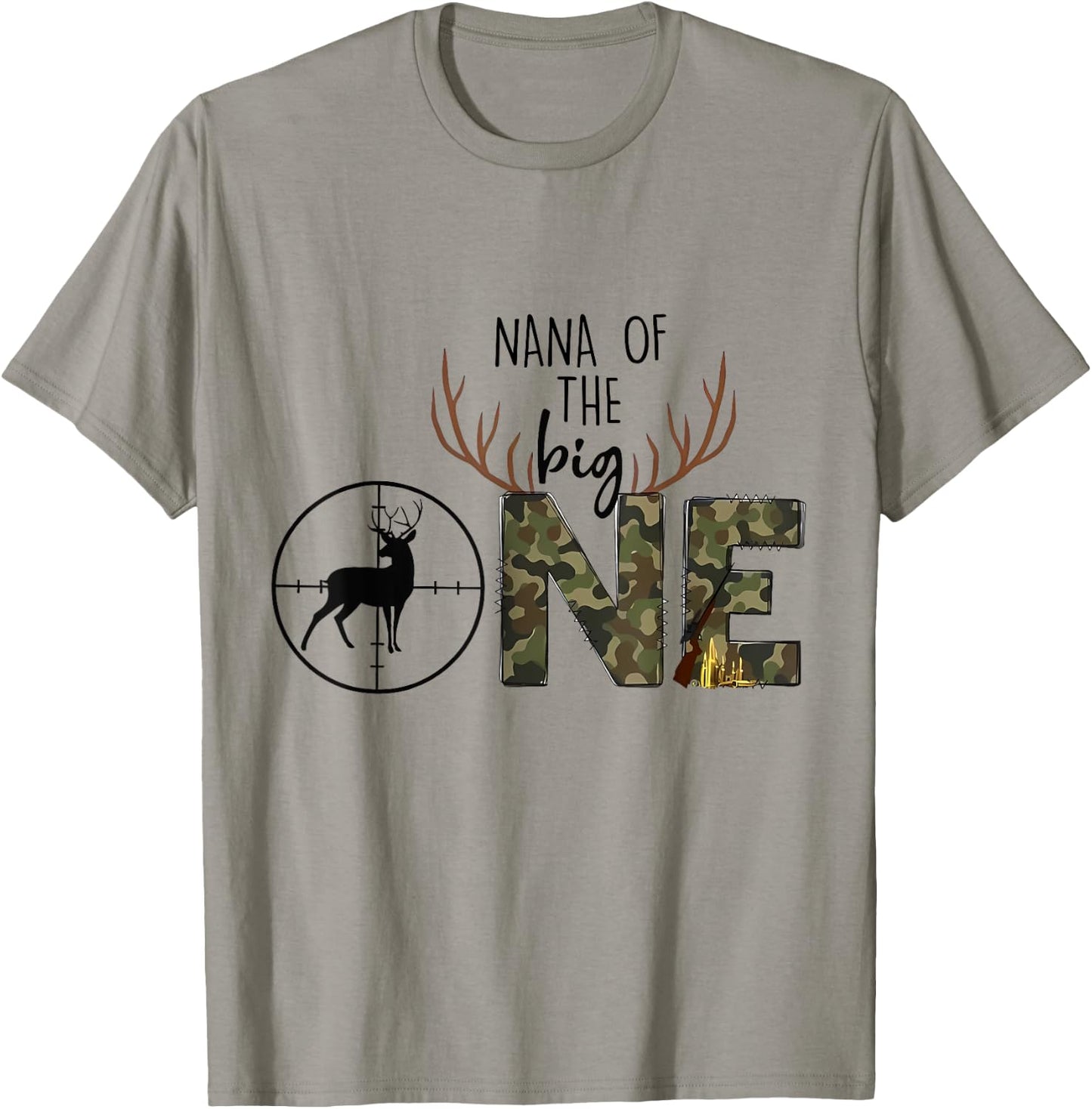 Nana Of The Big One Hunting Birthday Party Duck Deer Hunter T-Shirt - T-Shirt | Sand