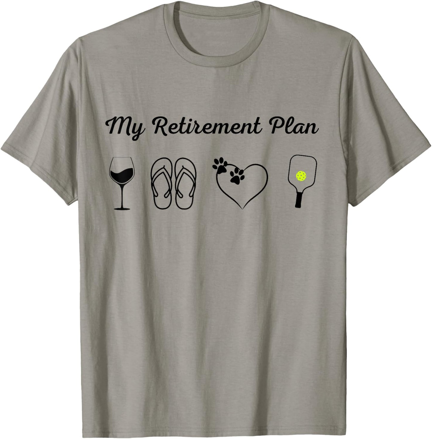 Funny Pickleball Retirement Plan Wine Dog Lover T-Shirt - T-Shirt | Sand