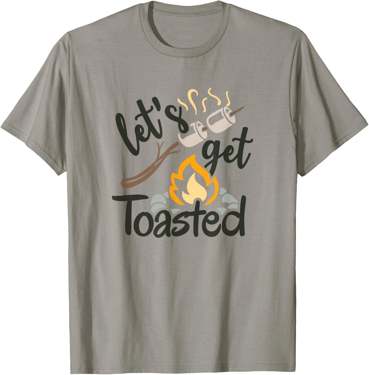 Let's Get Toasted Camping and Hiking T-Shirt - T-Shirt | Sand