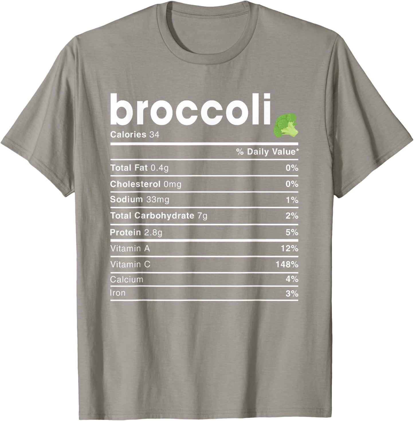 Broccoli Nutrition Facts T-Shirt - T-Shirt | Sand