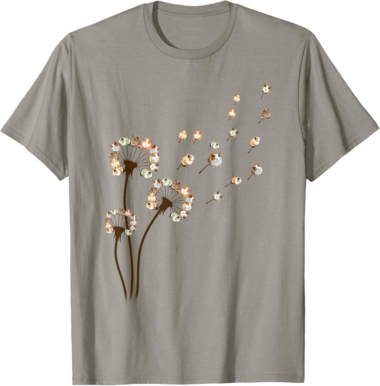 Flower Guinea Pig Dandelion Funny Animal Lovers Cute T-Shirt - T-Shirt | Sand