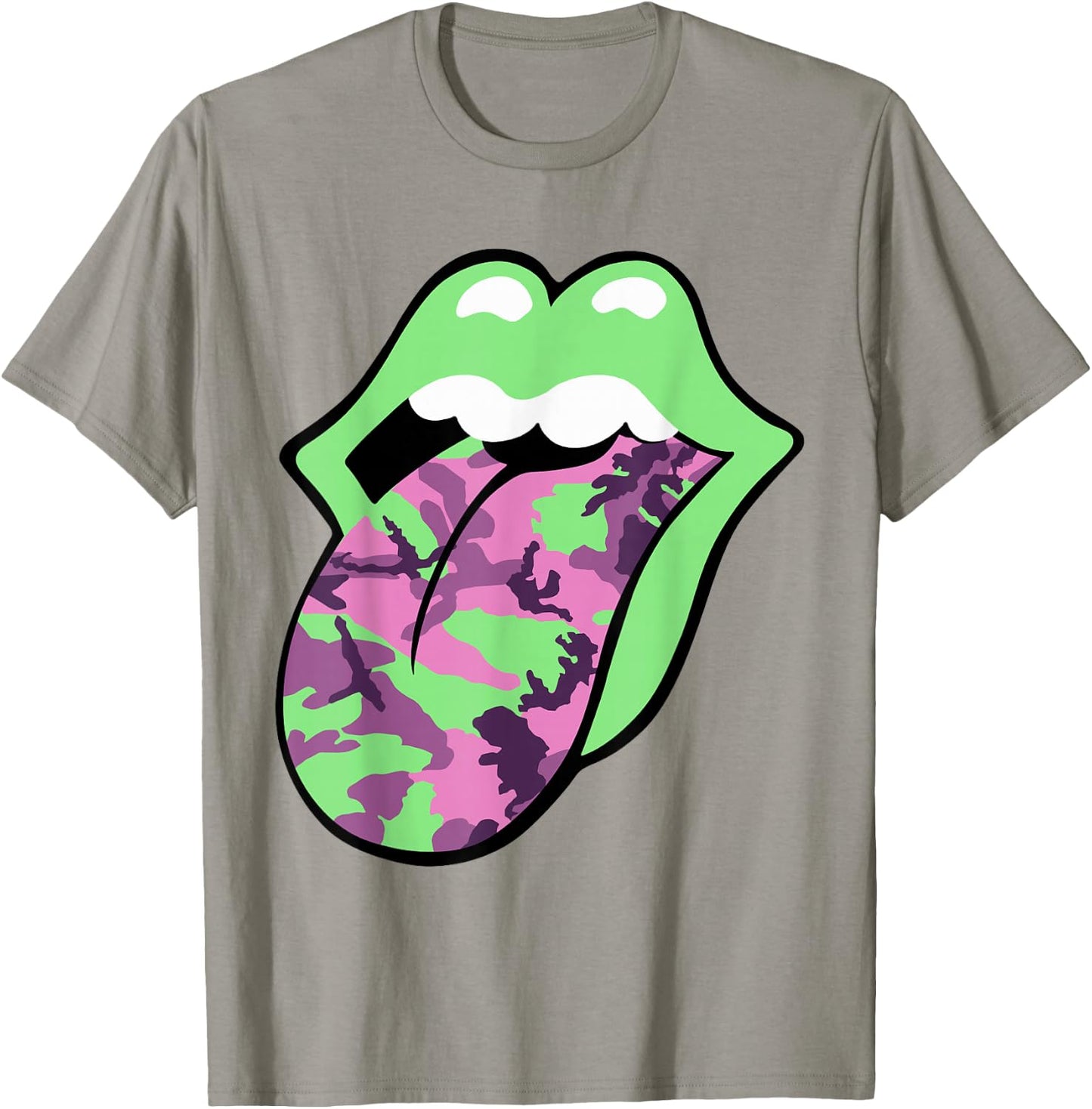 Official Rolling Stones Pink Camo Tongue T-Shirt - T-Shirt | Sand
