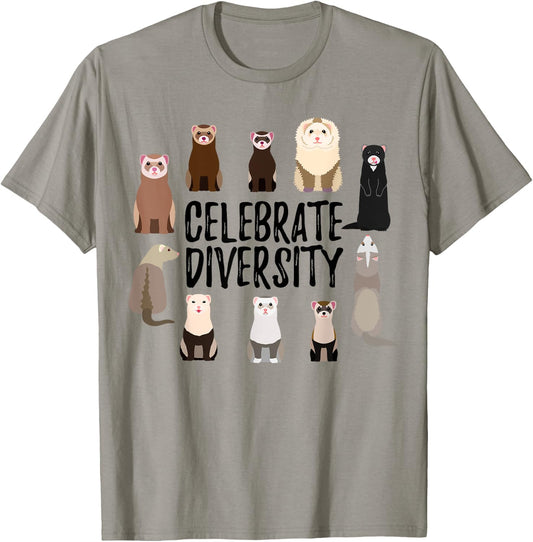 'Celebrate Diversity' Shirts for Ferret Lovers | Cute Ferret T-Shirt - T-Shirt | Sand