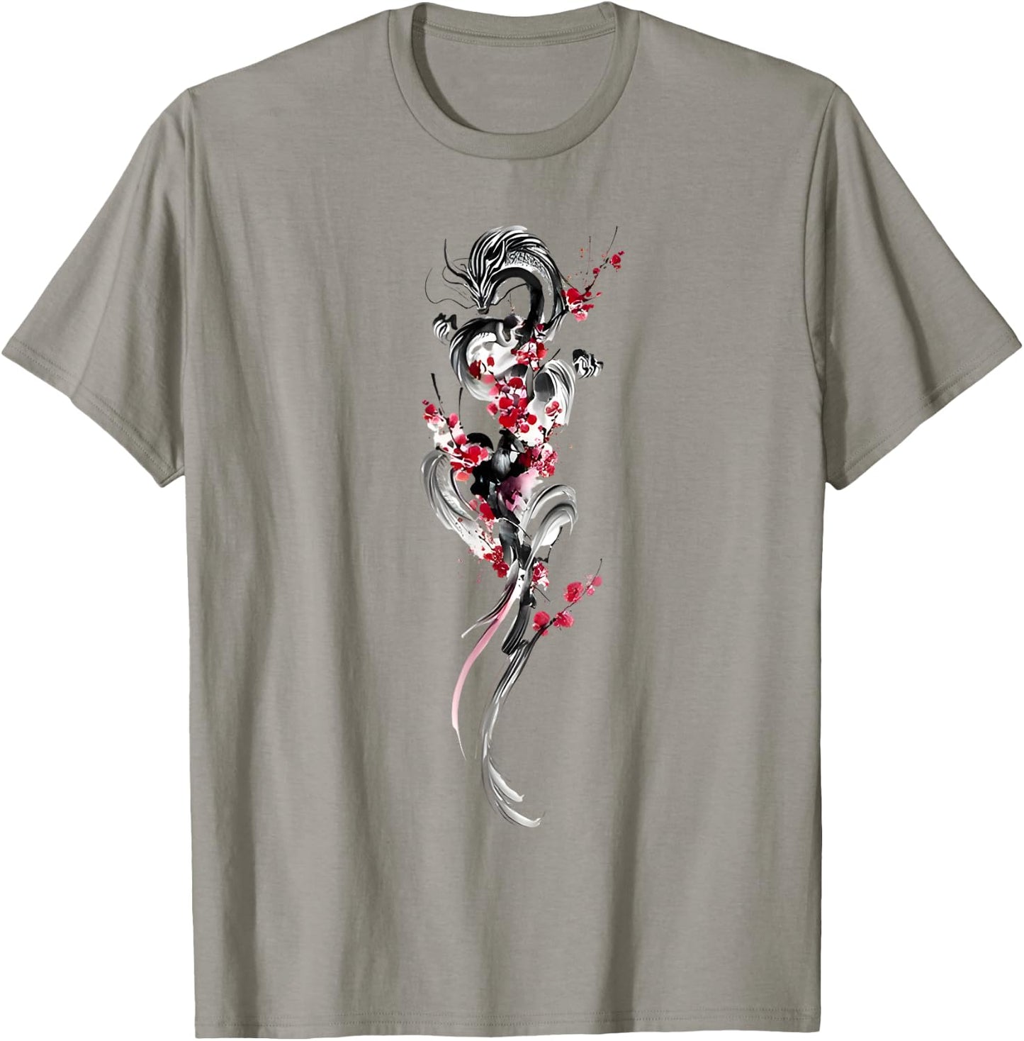 Cherry Blossom Japanese Dragon Asian Retro 80’s Style T-Shirt - T-Shirt | Sand