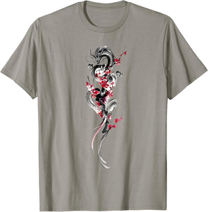 Cherry Blossom Japanese Dragon Asian Retro 80’s Style T-Shirt - T-Shirt | Sand