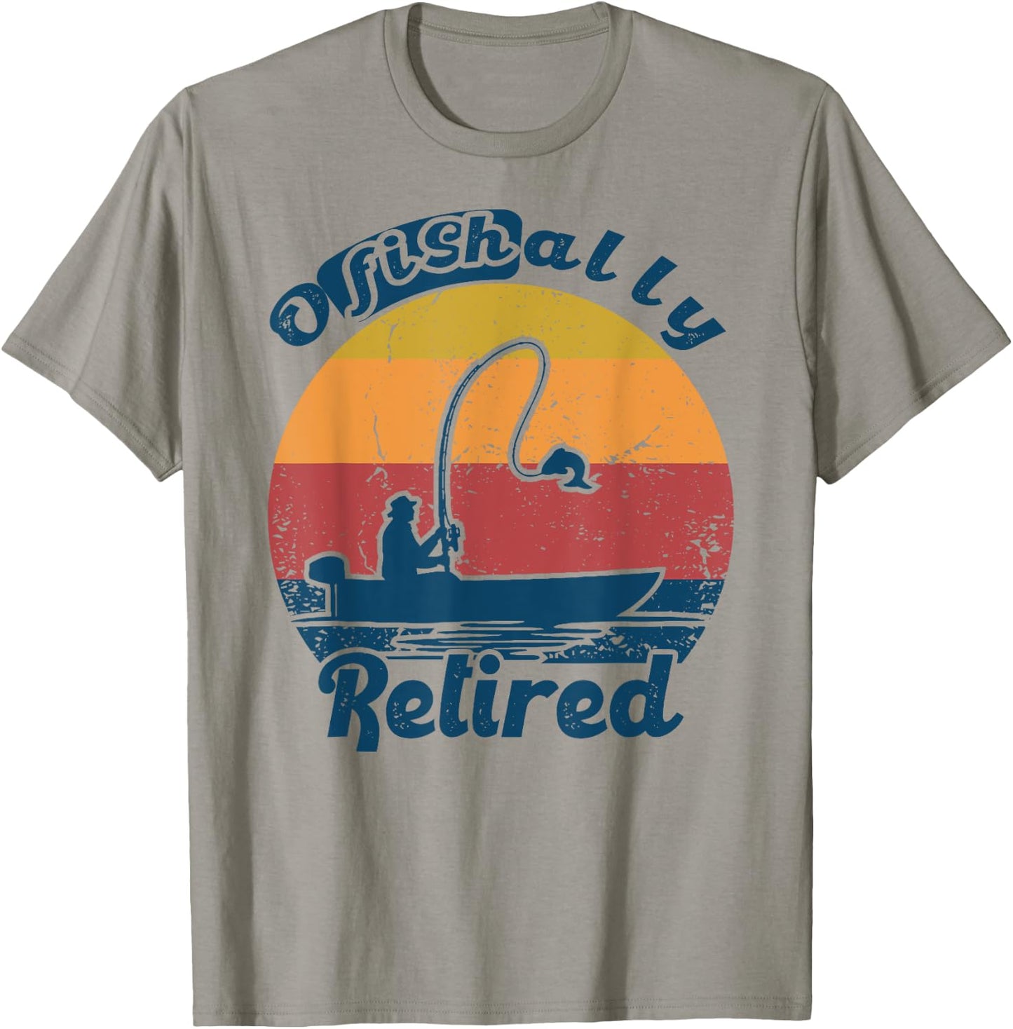 Ofishally Retired 2022 Vintage Funny Retirement Fishing T-Shirt - T-Shirt | Sand