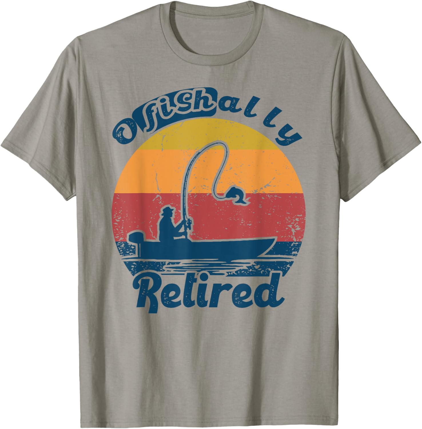 Ofishally Retired 2022 Vintage Funny Retirement Fishing T-Shirt - T-Shirt | Sand