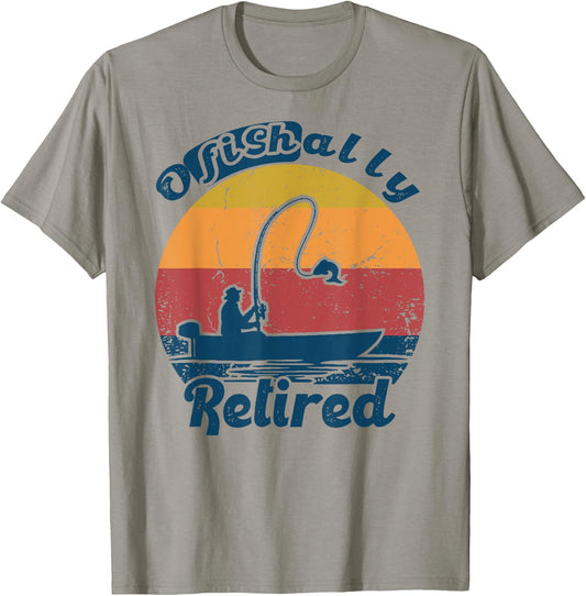Ofishally Retired 2022 Vintage Funny Retirement Fishing T-Shirt - T-Shirt | Sand