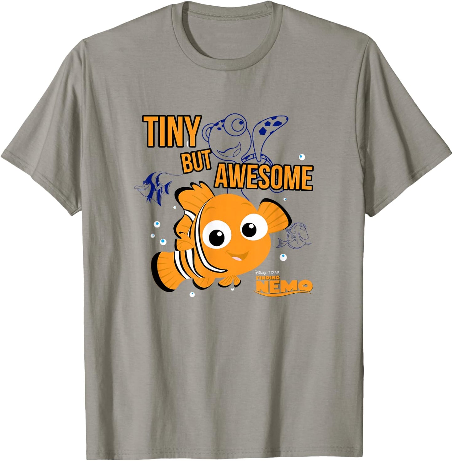 Disney Pixar Finding Nemo Tiny But Awesome Big Chest Logo T-Shirt - T-Shirt | Sand