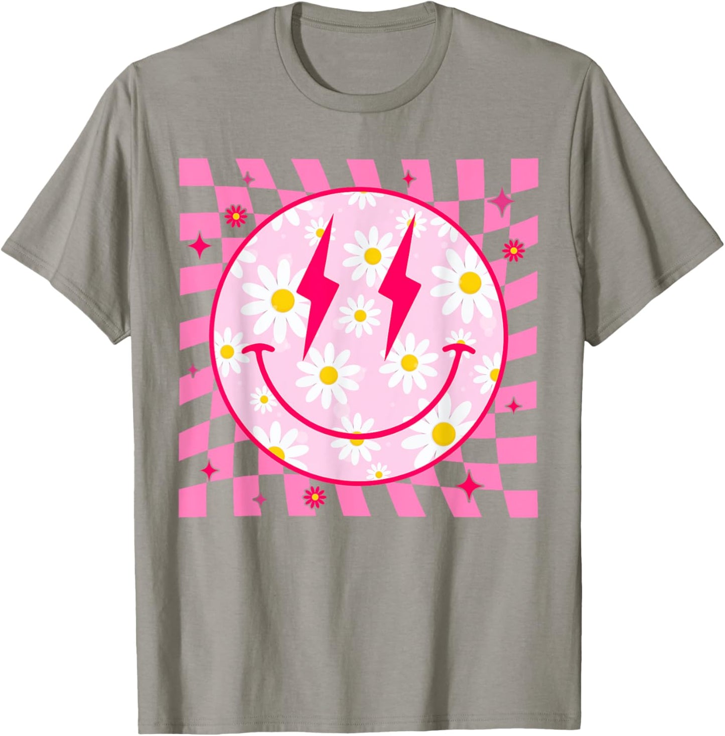 Happy Face Daisy Flower Shirt Preppy Aesthetic Smile Face T-Shirt - T-Shirt | Sand